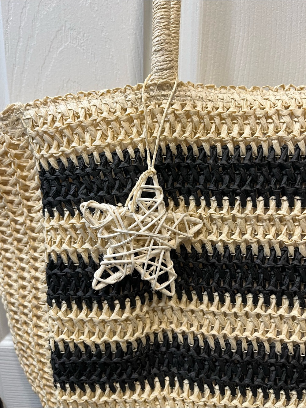 Vintage Havana Slam Bag2 Woven Straw Tote Bag - Black & Natural - Picture 2 of 7